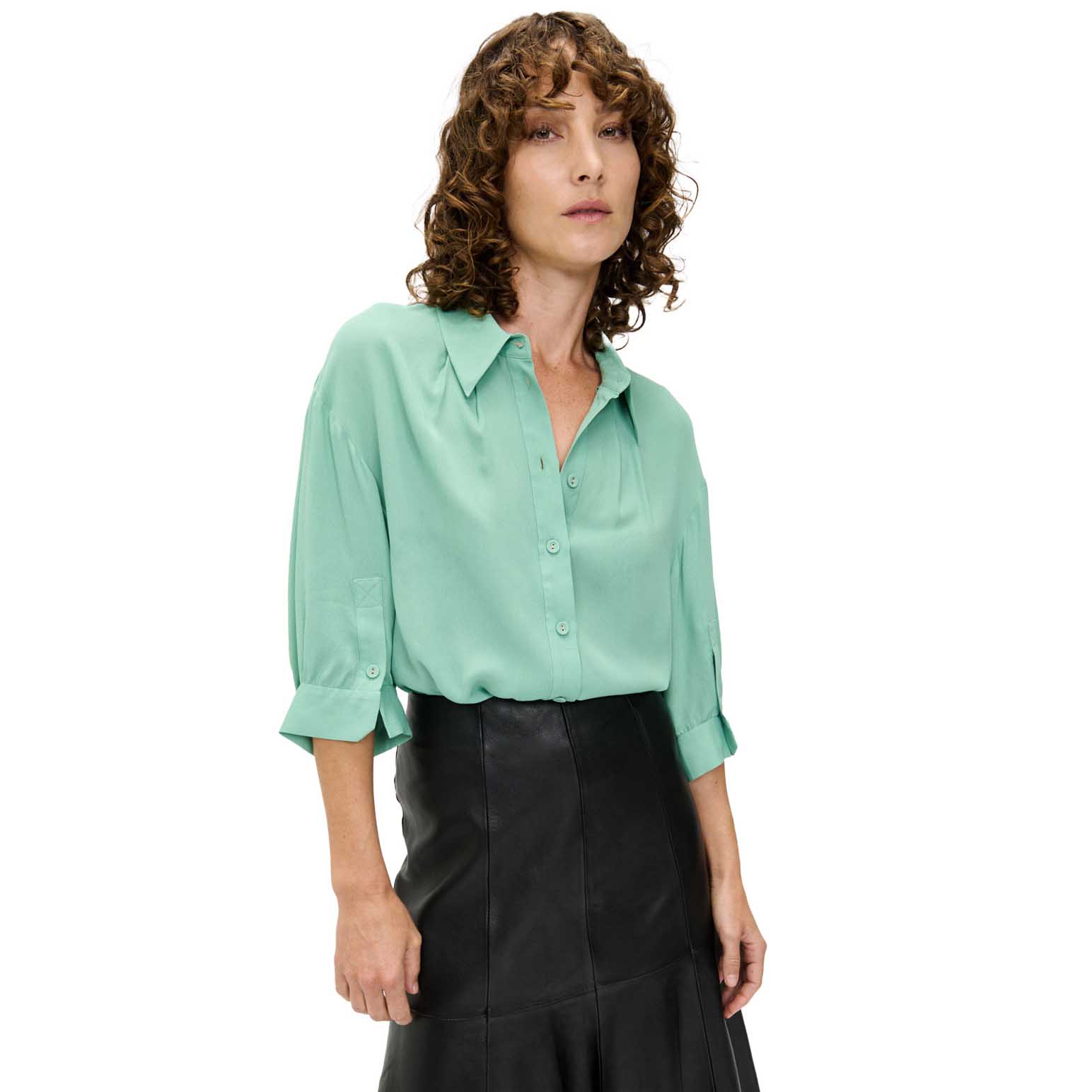 Veronika Maine Georgette Tuck Sleeve Shirt